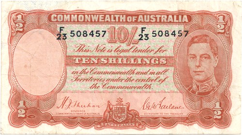 Ten Shilling Sheehan McFarlane Australian Banknote, 'good Fine' - Click Image to Close