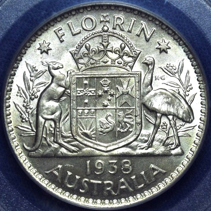 1938 Australian Florin, PCGS MS63 'Uncirculated' - Click Image to Close
