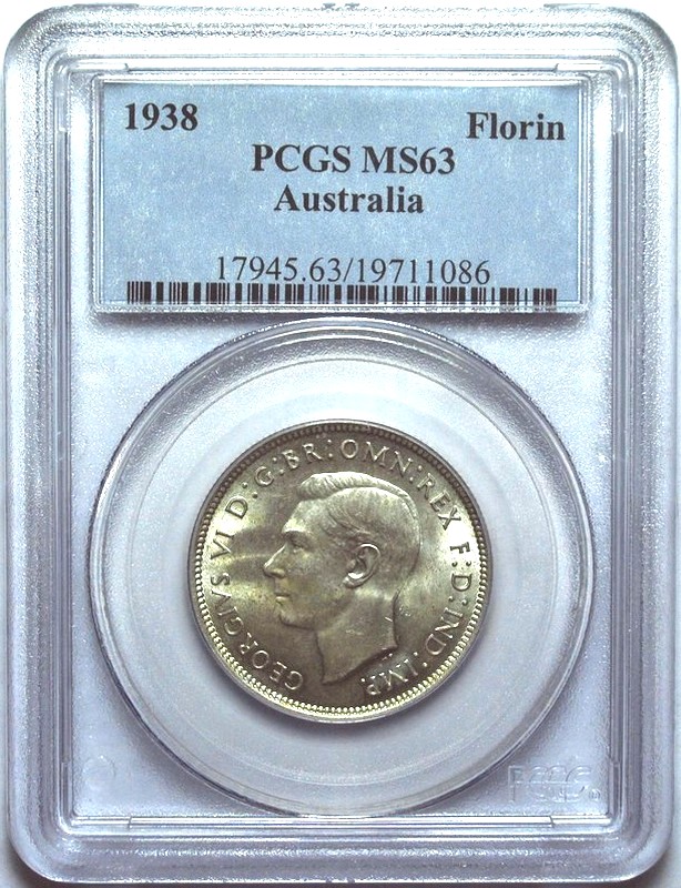 1938 Australian Florin, PCGS MS63 'Uncirculated' - Click Image to Close