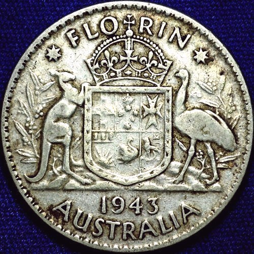 1943 (m) Australian Florin, 'Fine' - Click Image to Close