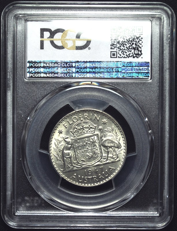 1947 Australian Florin, PCGS MS63 'Uncirculated' - Click Image to Close