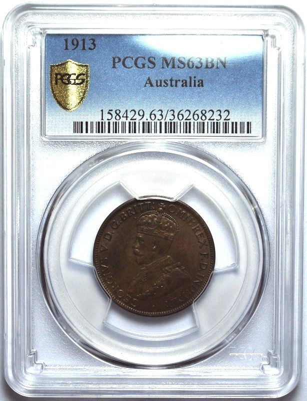 1913 Australian Halfpenny, PCGS MS63 'Uncirculated' - Click Image to Close