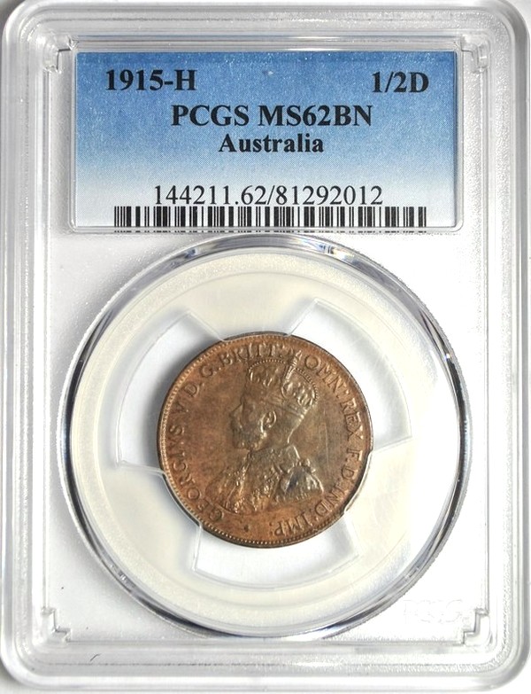 1915 Australian Halfpenny, PCGS MS62 'Uncirculated' - Click Image to Close