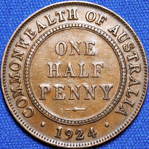 1924 Australian Halfpenny, 'about Extremely Fine' - Click Image to Close