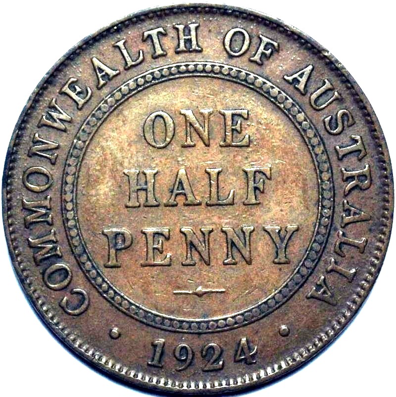 1924 Australian Halfpenny, 'about Very Fine' - Click Image to Close