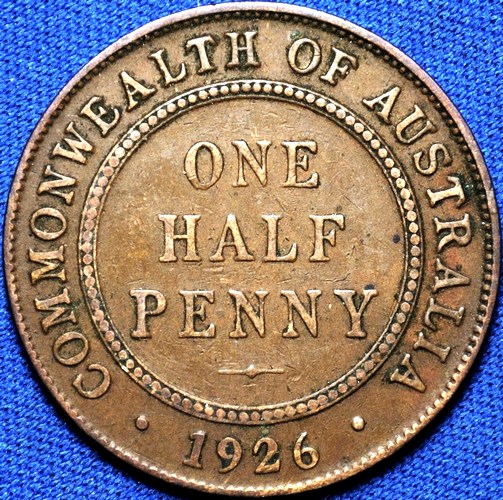 1926 Australian Halfpenny, 'Very Fine / good Fine' - Click Image to Close