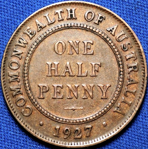 1927 Australian Halfpenny, 'Very Fine'
