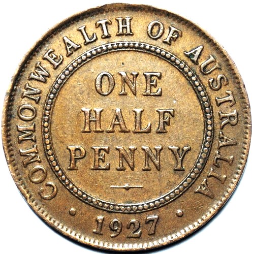 1927 Australian Halfpenny, 'about Extremely Fine' - Click Image to Close
