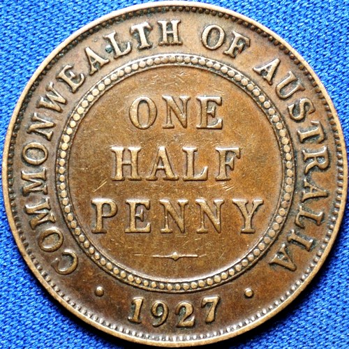 1927 Australian Halfpenny, 'good Very Fine' - Click Image to Close