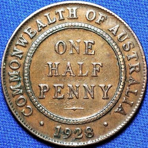 1928 Australian Halfpenny, 'Very Fine / good Fine' - Click Image to Close