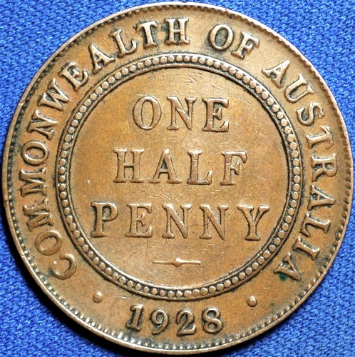 1928 Australian Halfpenny, 'Very Fine'