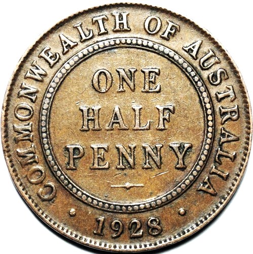 1928 Australian Halfpenny, 'good Very Fine / Very Fine'