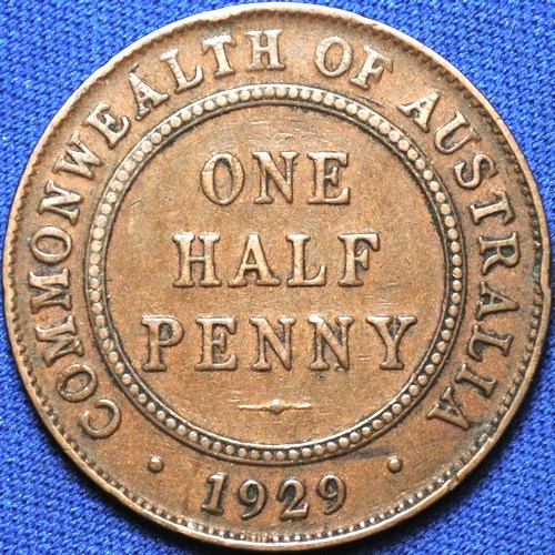 1929 Australian Halfpenny, 'about Very Fine' - Click Image to Close