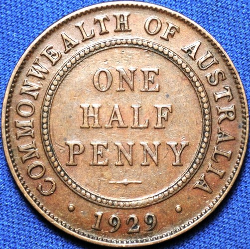 1929 Australian Halfpenny, 'good Very Fine' - Click Image to Close