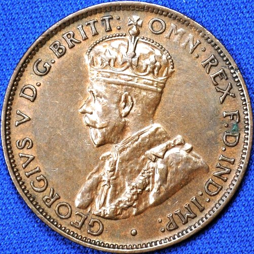 1930 Australian Halfpenny, 'Extremely Fine', obstruction error - Click Image to Close