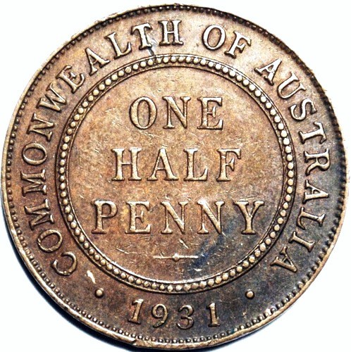 1931 Australian Halfpenny, 'about Extremely Fine' - Click Image to Close
