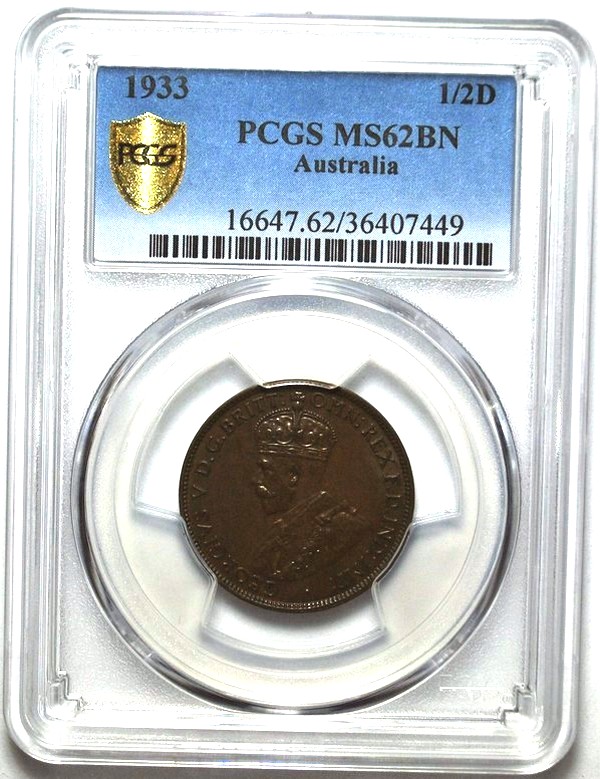1933 Australian Halfpenny, PCGS MS62 'Uncirculated' - Click Image to Close