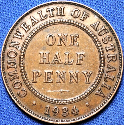 1934 Australian Halfpenny, 'Very Fine / good Very Fine'