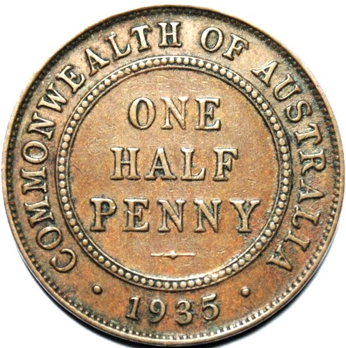 1935 Australian Halfpenny, 'average circulated'