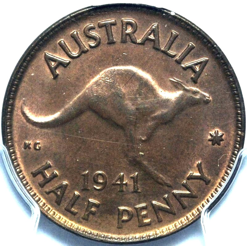 1941 Australian Halfpenny, PCGS MS63RB 'Uncirculated' - Click Image to Close