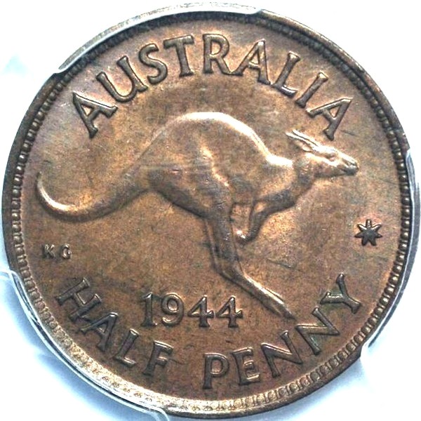 1944 Australian Halfpenny, PCGS MS64 'Uncirculated' - Click Image to Close