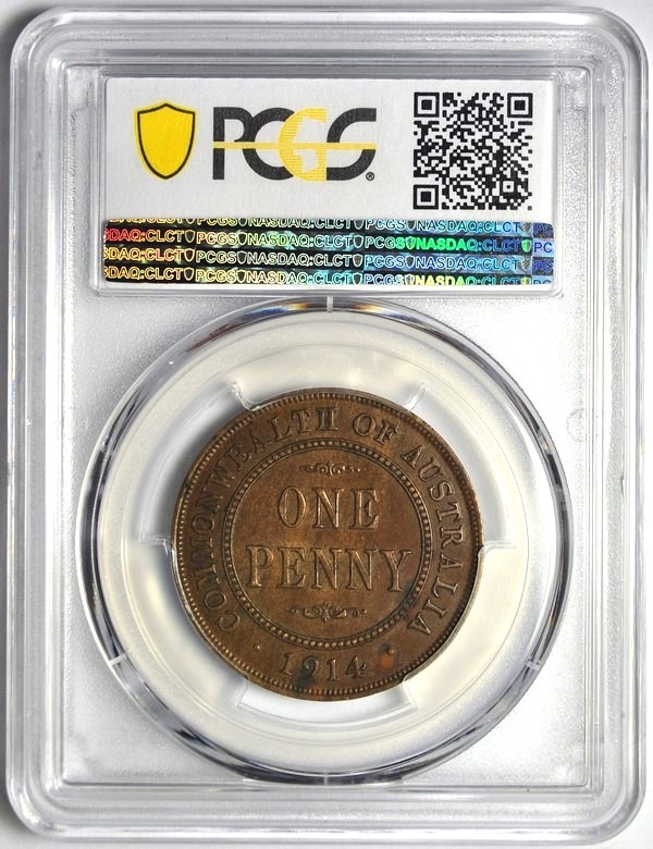 1914 Australian Penny, PCGS AU58 'about Uncirculated' - Click Image to Close