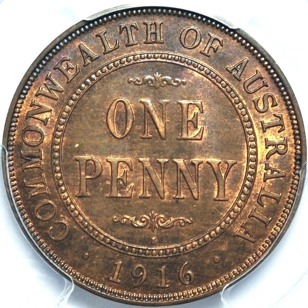 1916 Australian Penny, PCGS MS63BN 'Uncirculated' - Click Image to Close