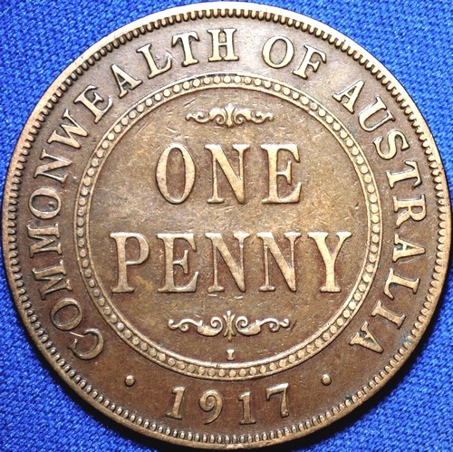 1917 Australian Penny, 'average circulated' - Click Image to Close