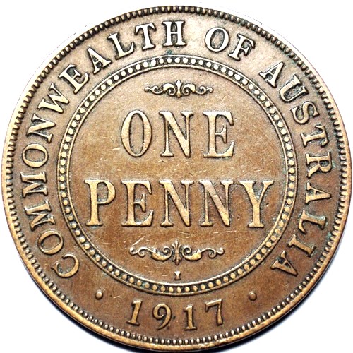 1917 Australian Penny, 'good Fine' - Click Image to Close