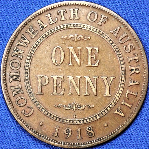 1918 Australian Penny, 'about Fine' - Click Image to Close