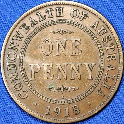 1918 Australian Penny, 'about Fine' - Click Image to Close