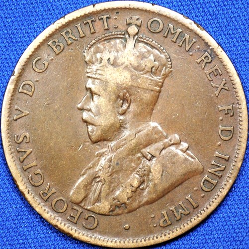 1919 Australian Penny, (no dots), 'about Fine'