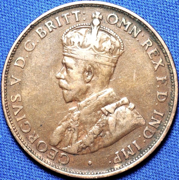 1919 Australian Penny, (dot below), 'Fine' - Click Image to Close