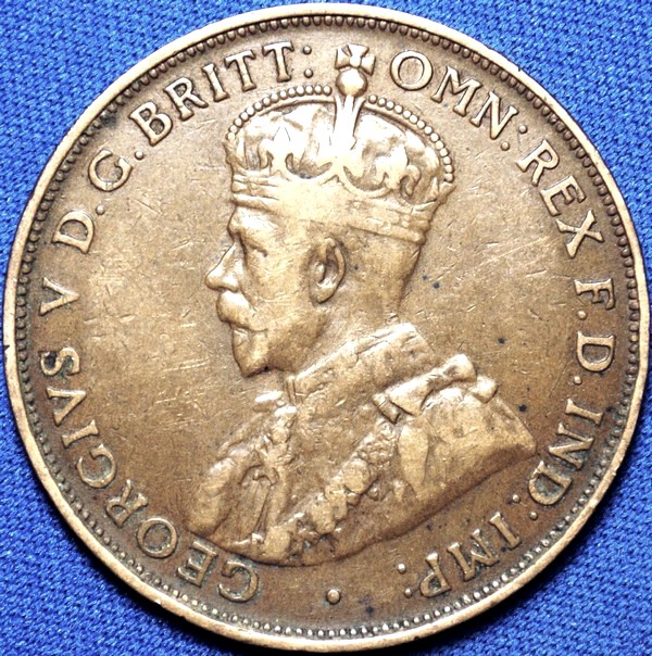 1919 Australian Penny, (dot below), 'about Fine'
