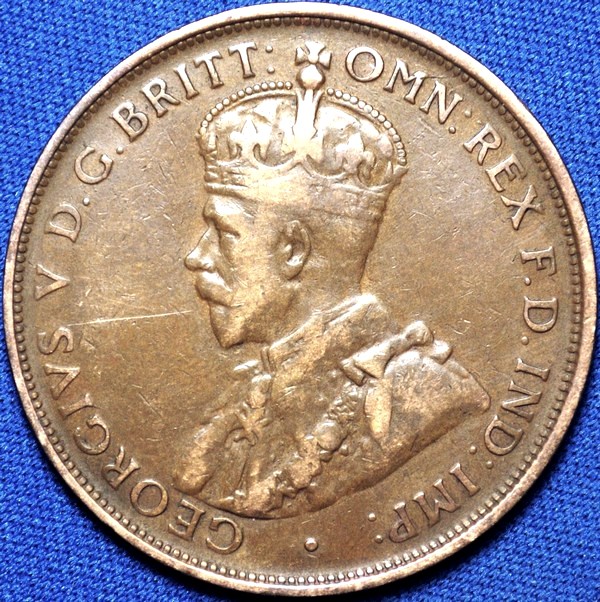 1919 Australian Penny, (dot below), 'about Fine'