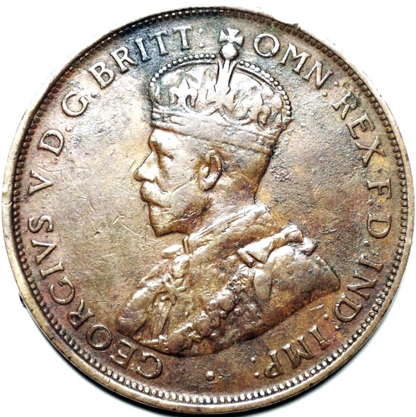 1920 Australian Penny, (London obv, dot below), 'Fine', marks - Click Image to Close