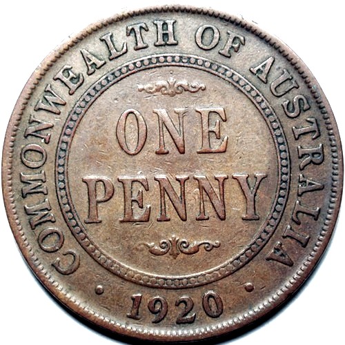 1920 Australian Penny, (double dot), 'good Very Good' - Click Image to Close