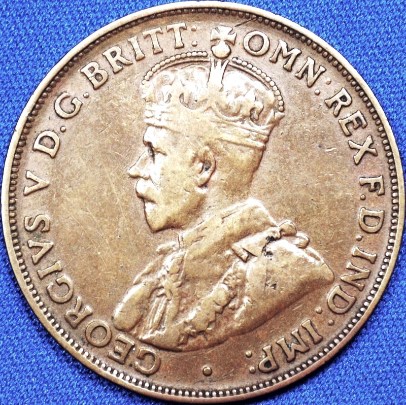 1920 Australian Penny, (no dots, Indian), 'Fine'