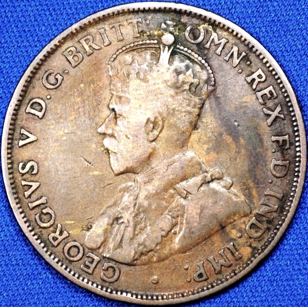 1920 Australian Penny, (no dots, Indian), 'gVG / F'