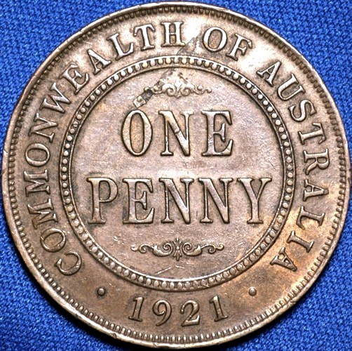 1921 Australian Penny, 'Extremely Fine' - Click Image to Close