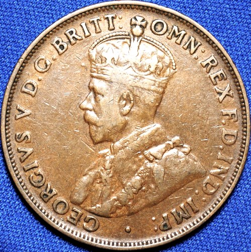 1921 Australian Penny, 'Fine', dot error