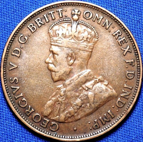 1921 Australian Penny, 'about Very Fine'