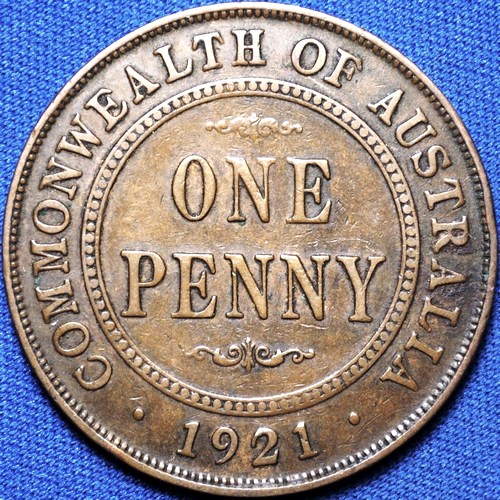 1921 Australian Penny, 'Fine'