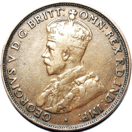 1921 Australian Penny, 'about Fine'