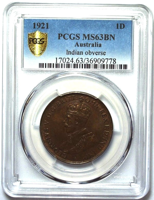 1921 Australian Penny, PCGS MS63BN 'Uncirculated' - Click Image to Close