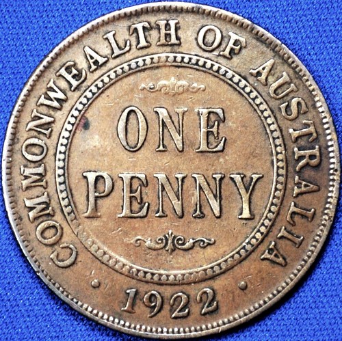 1922 Australian Penny, 'Very Fine / Fine' - Click Image to Close