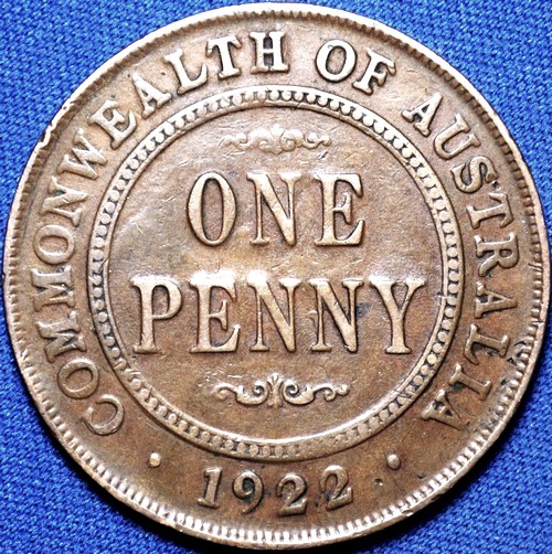 1922 Australian Penny, 'good Fine / Fine' - Click Image to Close