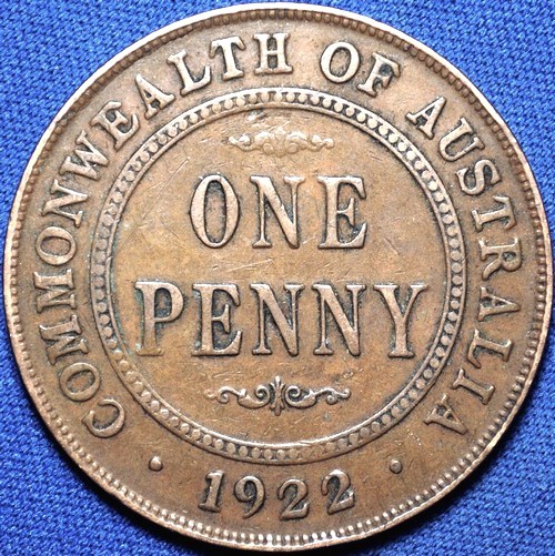 1922 Australian Penny, 'Fine' - Click Image to Close
