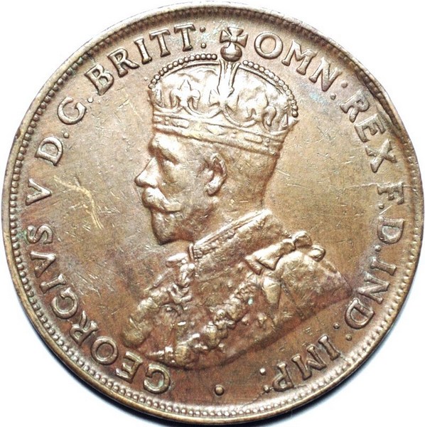 1922 Australian Penny, Indian obverse, 'good Very Fine', marks
