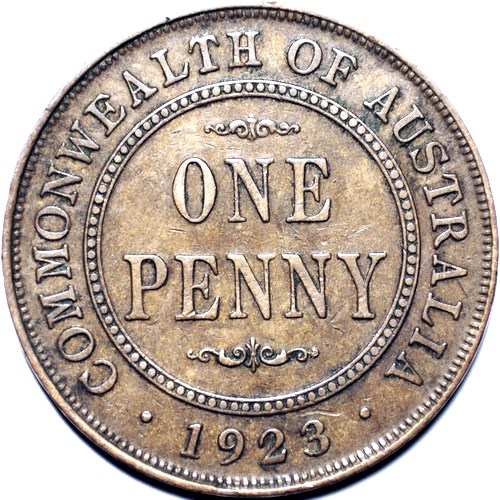 1923 Australian Penny, 'good Fine' - Click Image to Close